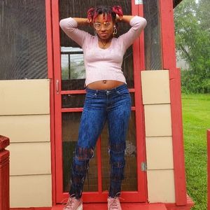 Just USA Size 9 Hand Ripped Jeans